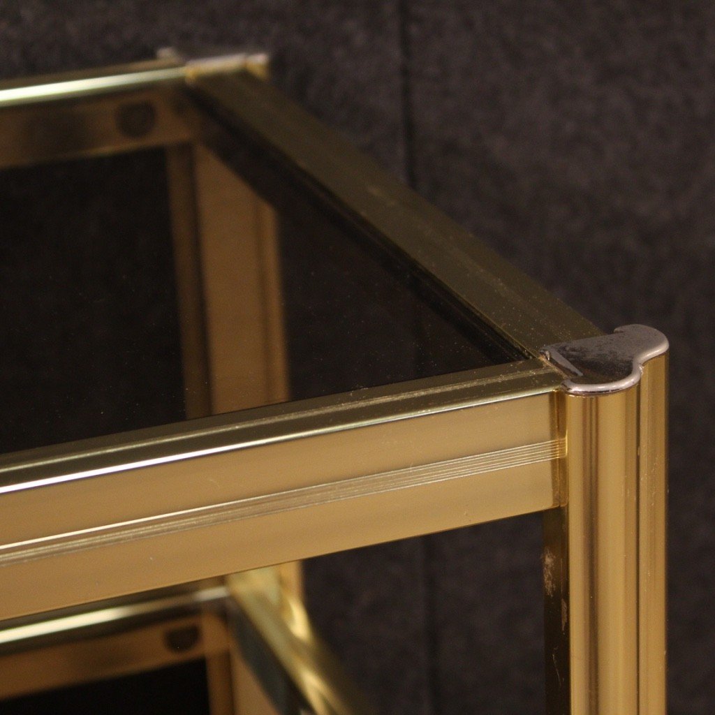 Tavolino di design in metallo dorato anni 80-photo-6