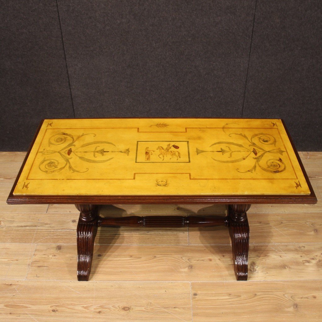 Tavolino italiano in legno con piano in marmo anni 60-photo-4
