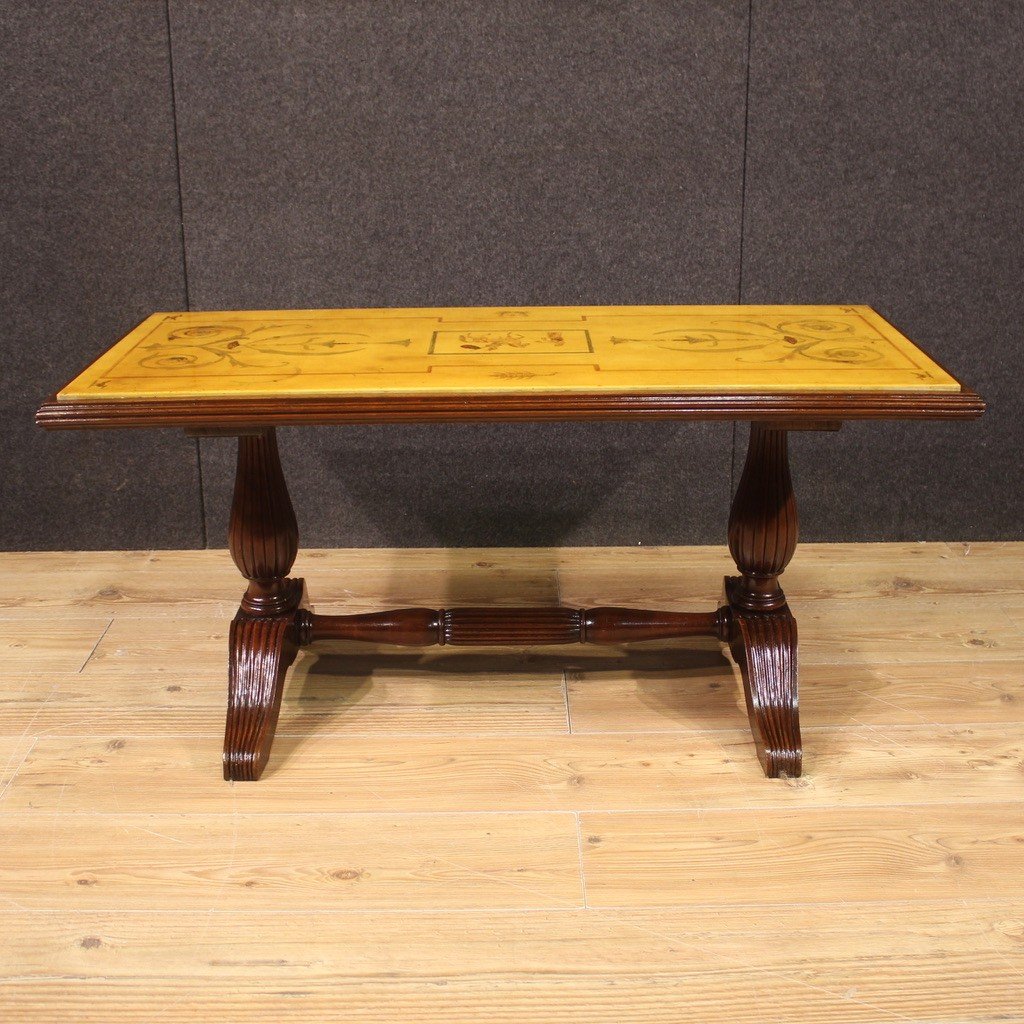 Tavolino italiano in legno con piano in marmo anni 60-photo-5