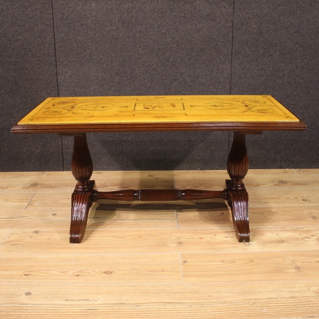 Tavolino italiano in legno con piano in marmo anni 60-photo-5