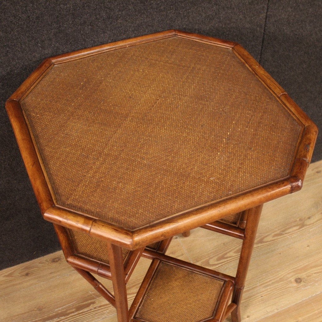 Tavolino di design spagnolo in legno di bambù anni 70-photo-6