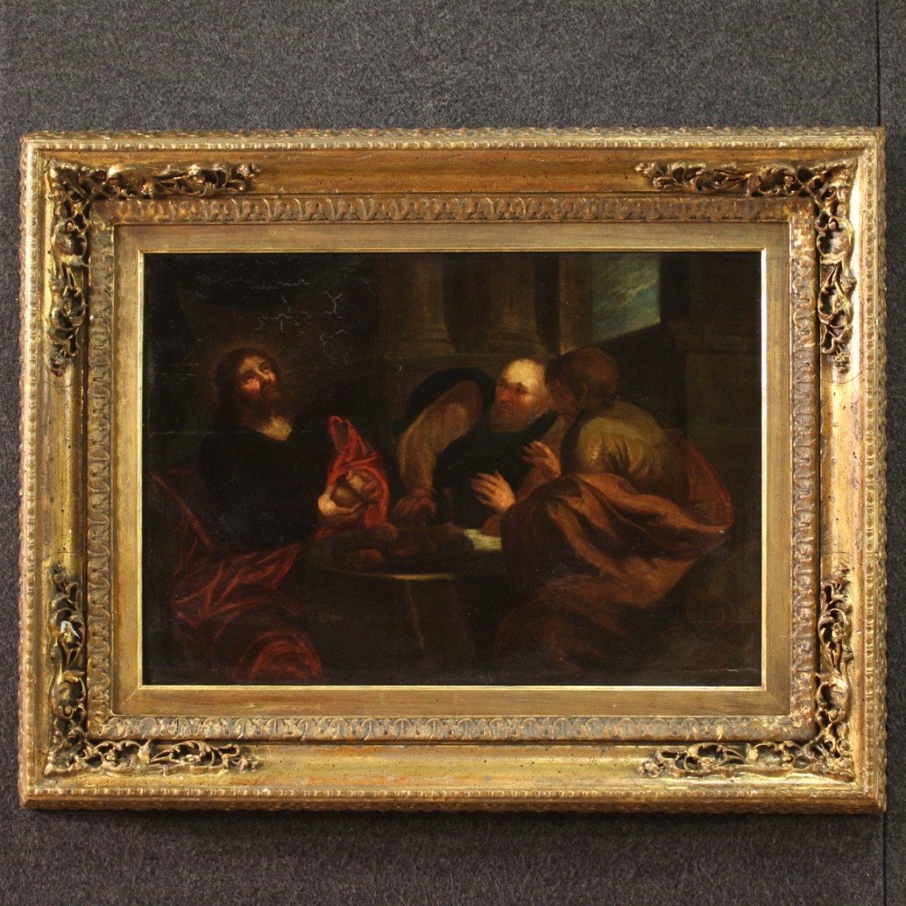 Dipinto fiammingo Cena in Emmaus del XVIII secolo-photo-2
