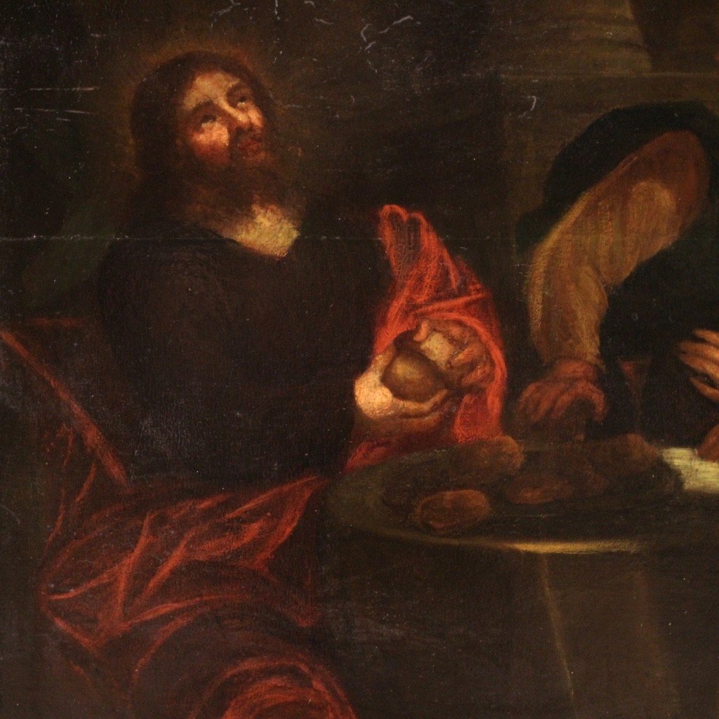 Dipinto fiammingo Cena in Emmaus del XVIII secolo-photo-5