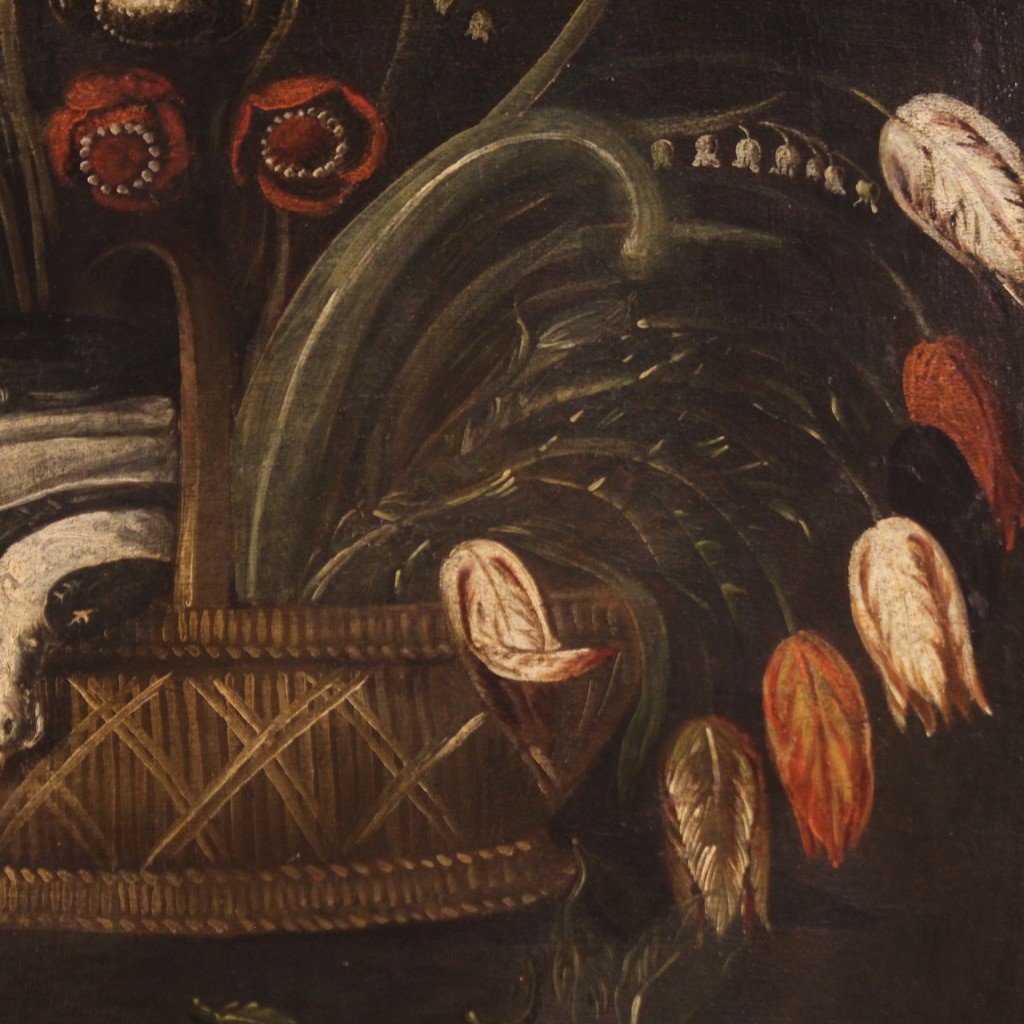 Dipinto olio su tela natura morta del XVIII secolo-photo-4