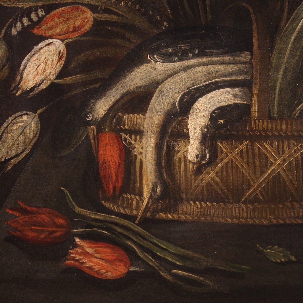 Dipinto olio su tela natura morta del XVIII secolo-photo-1