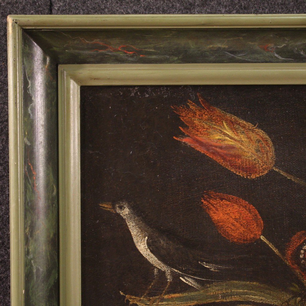Dipinto olio su tela natura morta del XVIII secolo-photo-4