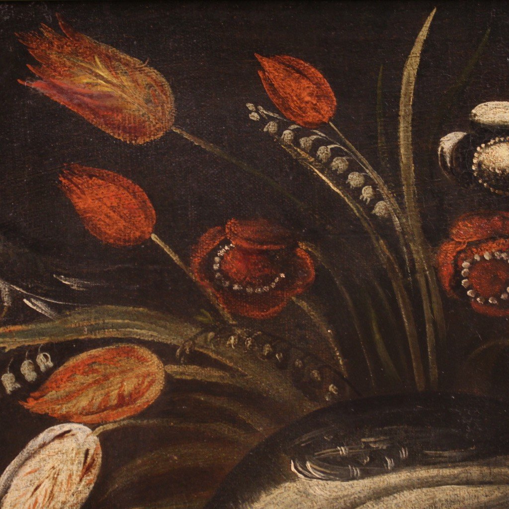 Dipinto olio su tela natura morta del XVIII secolo-photo-8