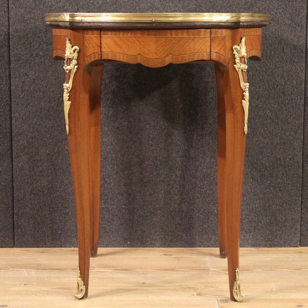 Tavolino francese in legno con piano in marmo -photo-4