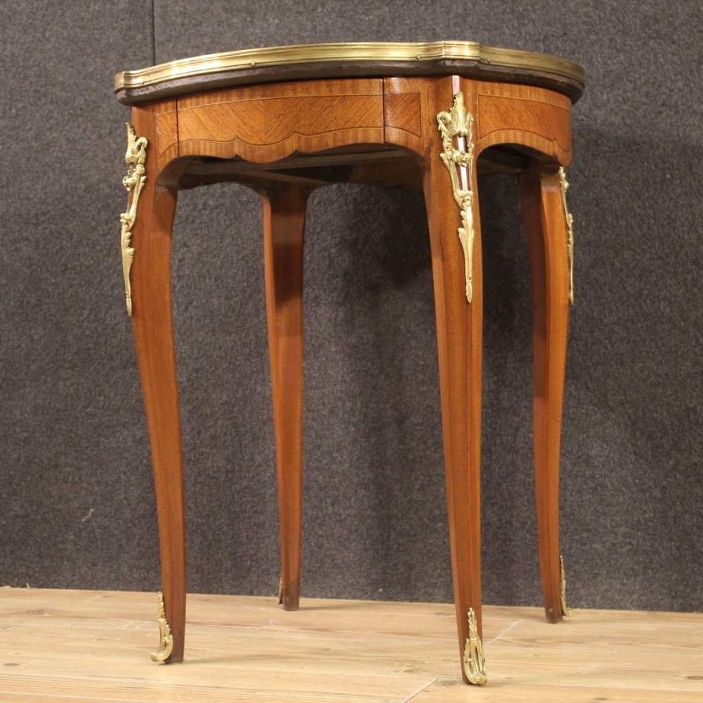 Tavolino francese in legno con piano in marmo -photo-7