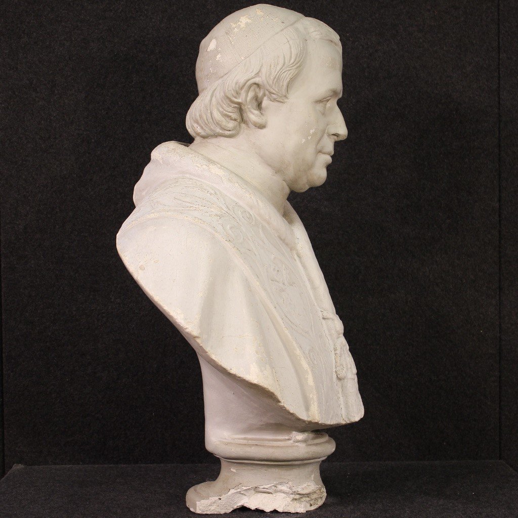 Ritratto di prelato, scultura italiana in gesso del XX secolo-photo-4