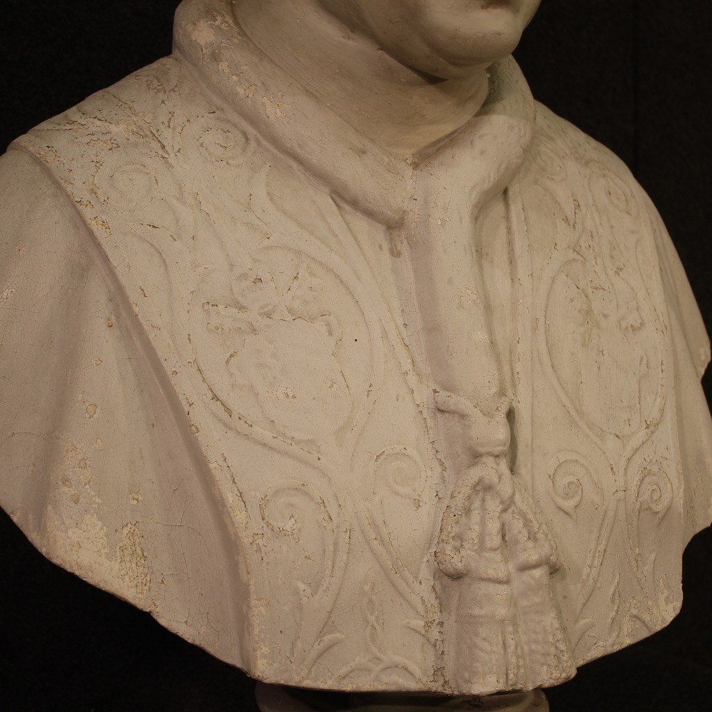Ritratto di prelato, scultura italiana in gesso del XX secolo-photo-7