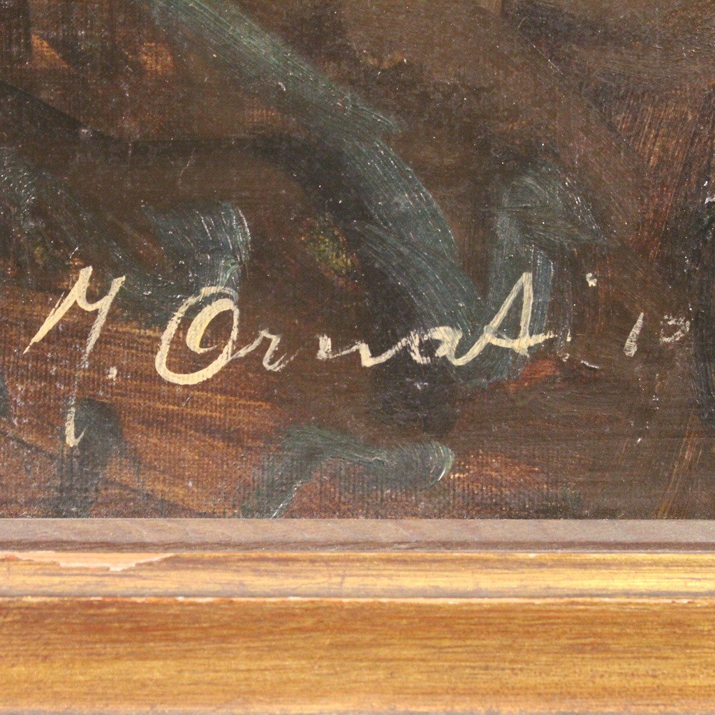 Splendido dipinto italiano firmato e datato 1910, Andromeda incatenata-photo-4