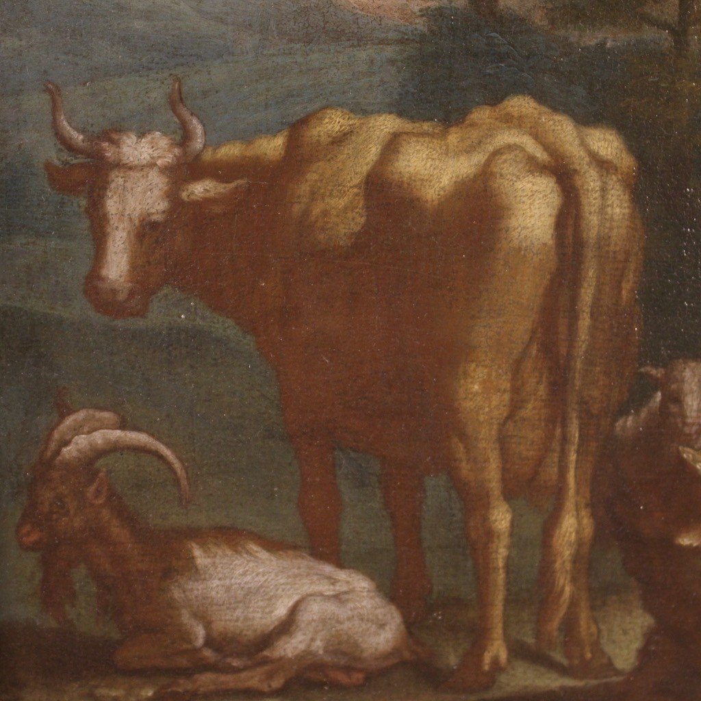 Antico dipinto del XVIII secolo, paesaggio pastorale-photo-1