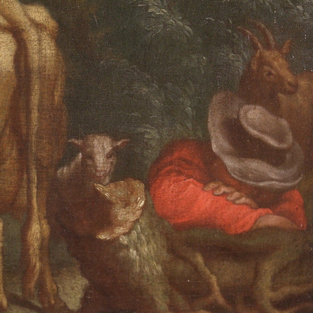 Antico dipinto del XVIII secolo, paesaggio pastorale-photo-8
