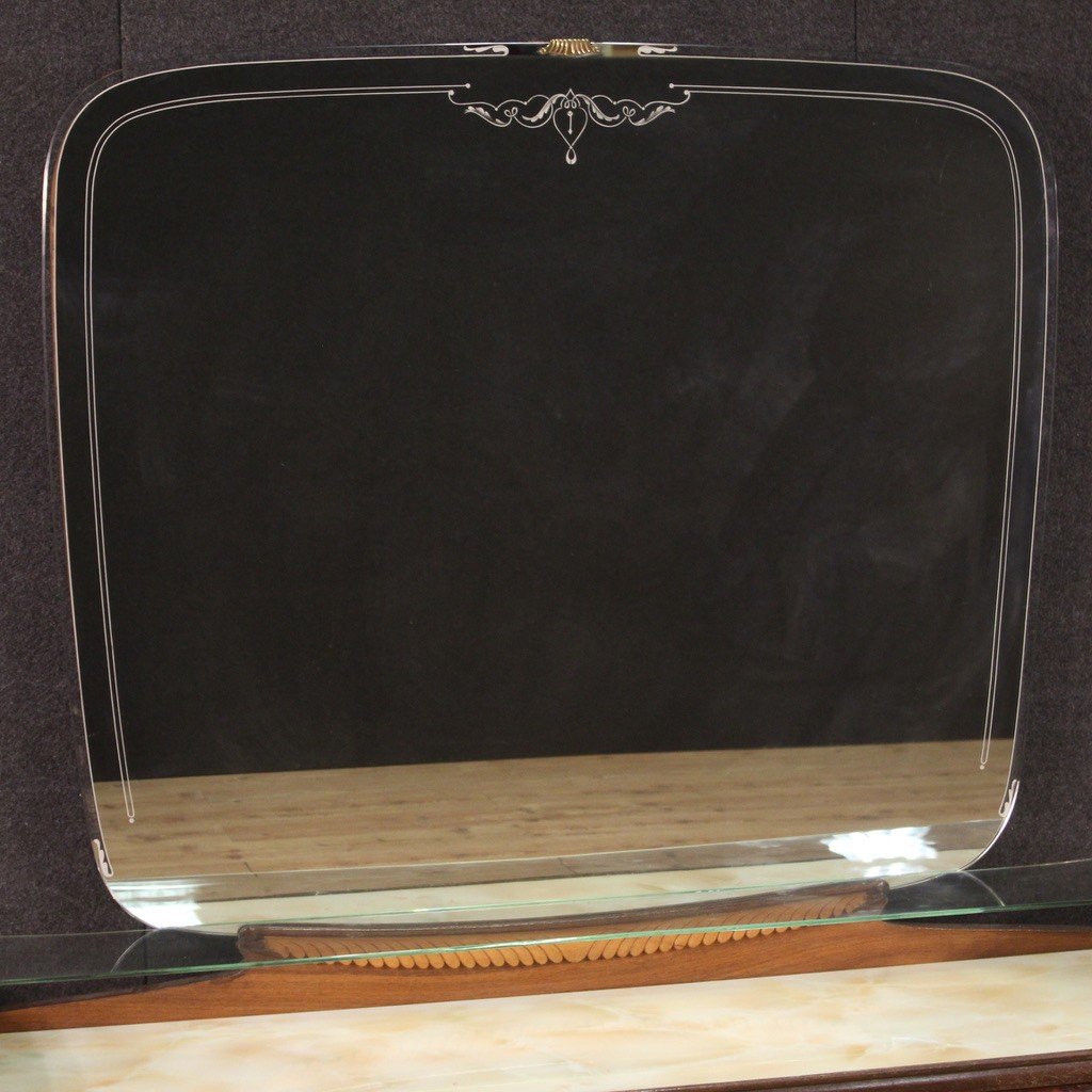 Cassettiera in legno scolpito con specchio anni 50 -photo-4