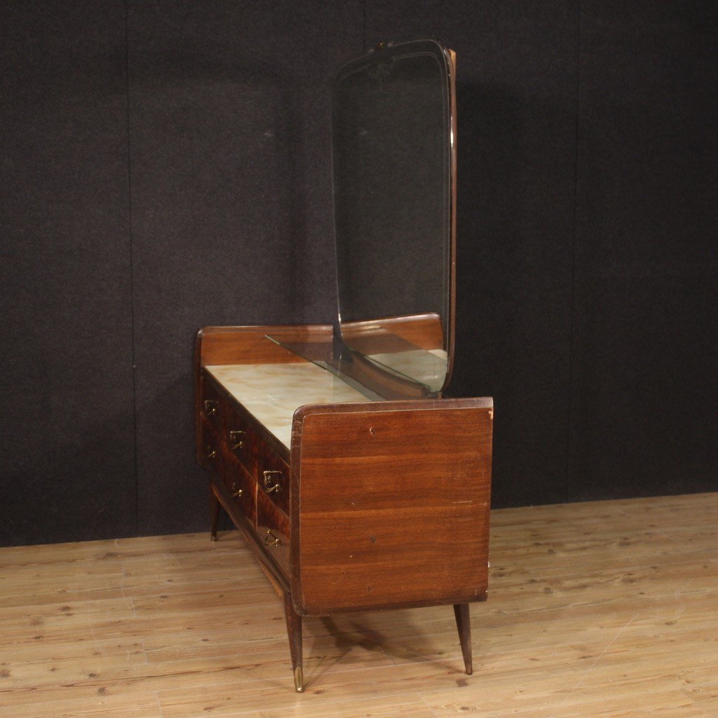 Cassettiera in legno scolpito con specchio anni 50 -photo-8