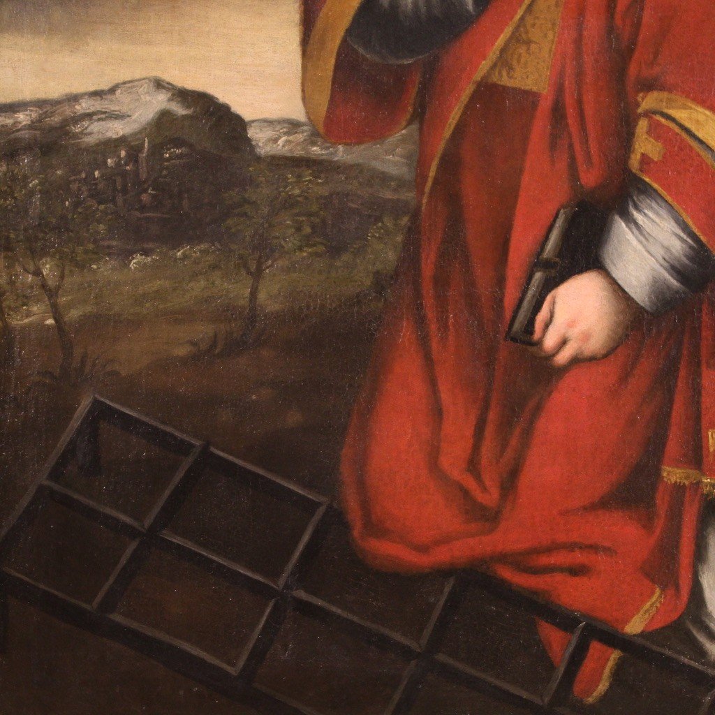 Quadro italiano religioso del XVII secolo, San Lorenzo martire-photo-4