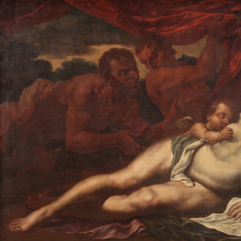 Splendido dipinto mitologico del XVII secolo, Venere dormiente-photo-4
