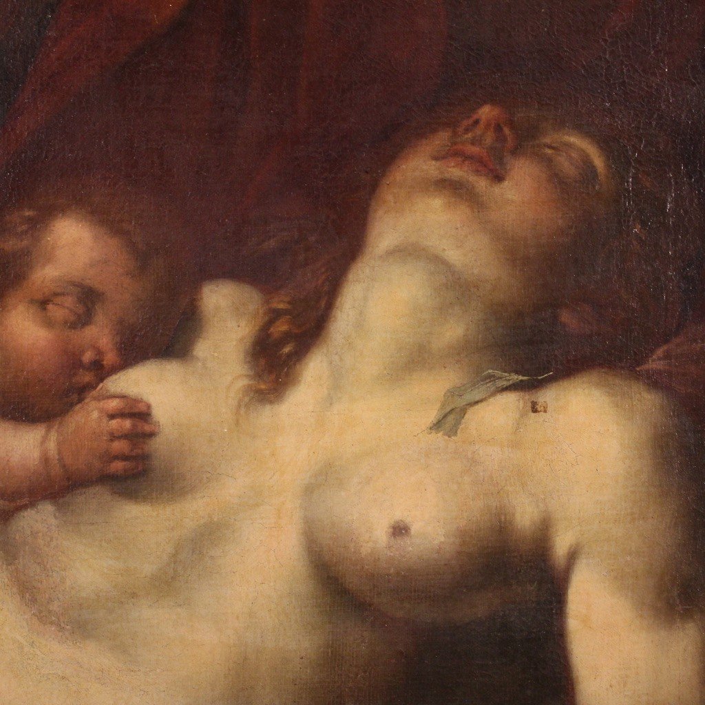 Splendido dipinto mitologico del XVII secolo, Venere dormiente-photo-7