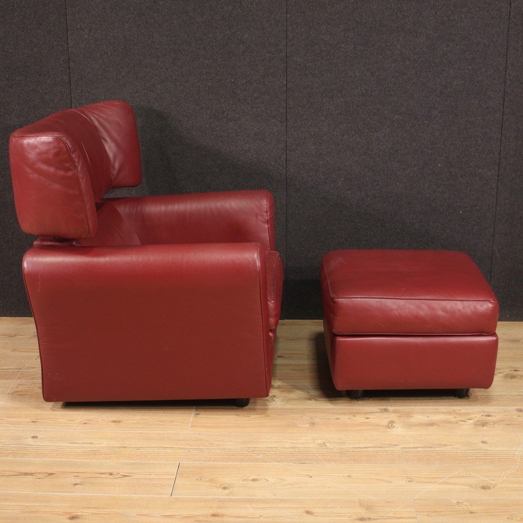 Poltrona italiana con pouf anni '80-photo-3