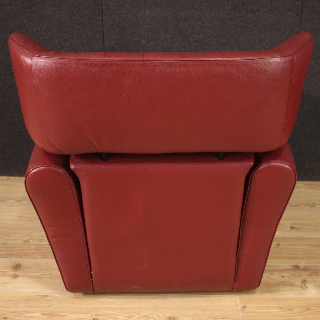 Poltrona italiana con pouf anni '80-photo-5