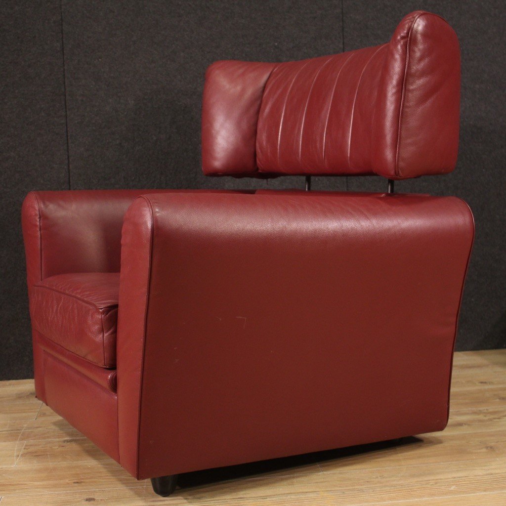 Poltrona italiana con pouf anni '80-photo-6
