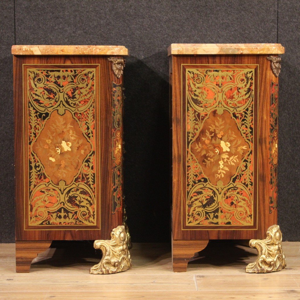 Raffinata coppia di comodini in stile Boulle-photo-8