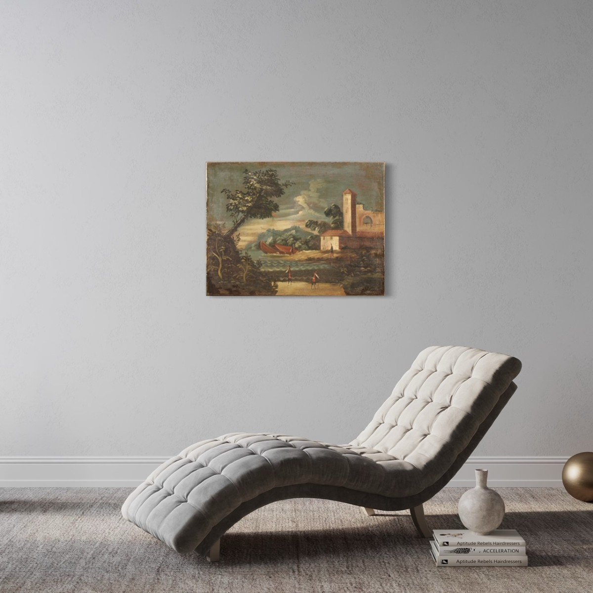 Quadro italiano marina olio su tela del XVIII secolo-photo-4