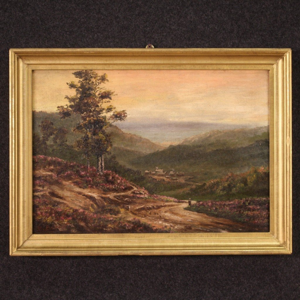 Piccolo dipinto francese paesaggio romantico anni 20'-photo-2