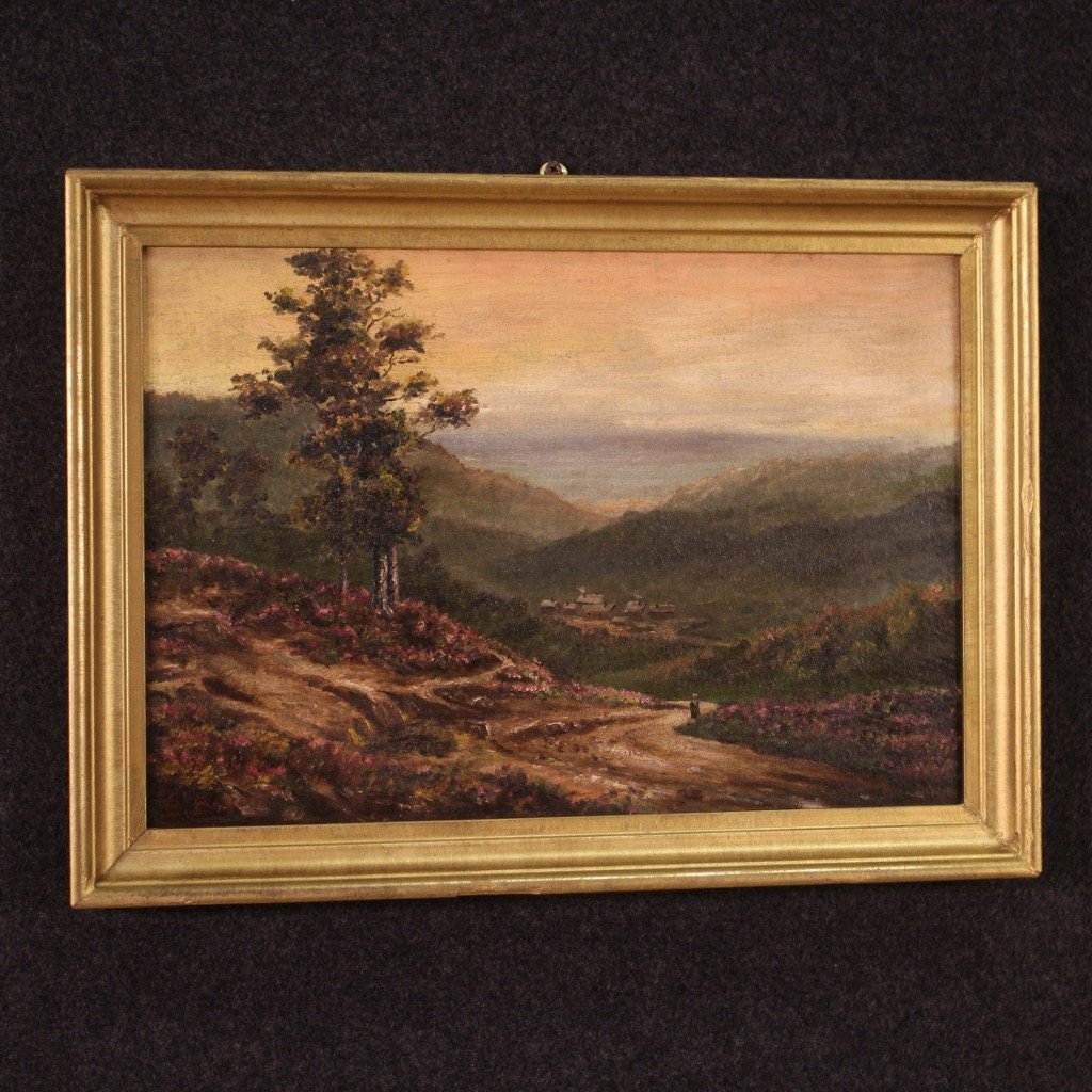 Piccolo dipinto francese paesaggio romantico anni 20'-photo-6