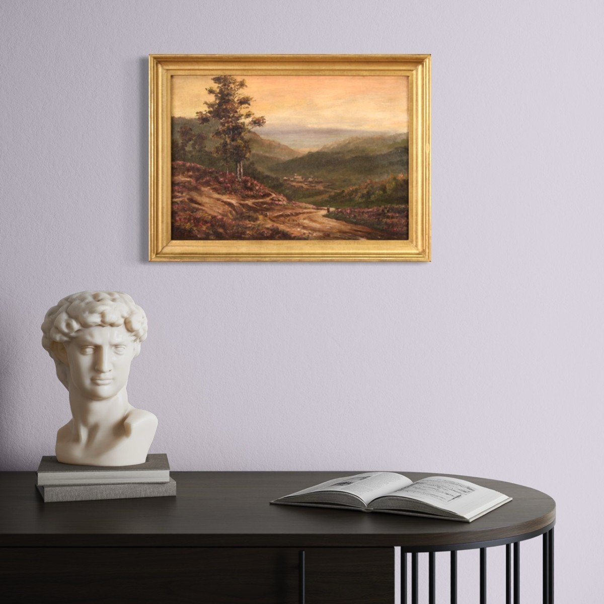 Piccolo dipinto francese paesaggio romantico anni 20'