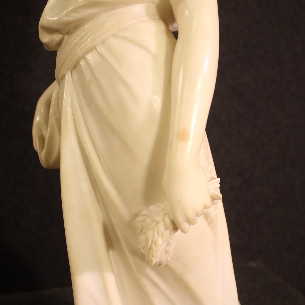 Scultura in alabastro Art Nouveau firmata del XIX secolo-photo-6