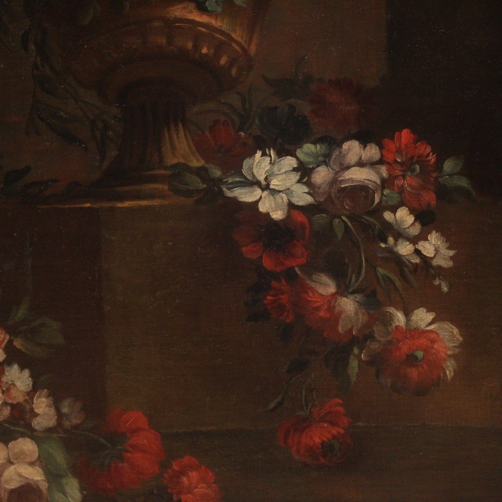 Dipinto italiano natura morta con fiori del XVIII secolo-photo-4