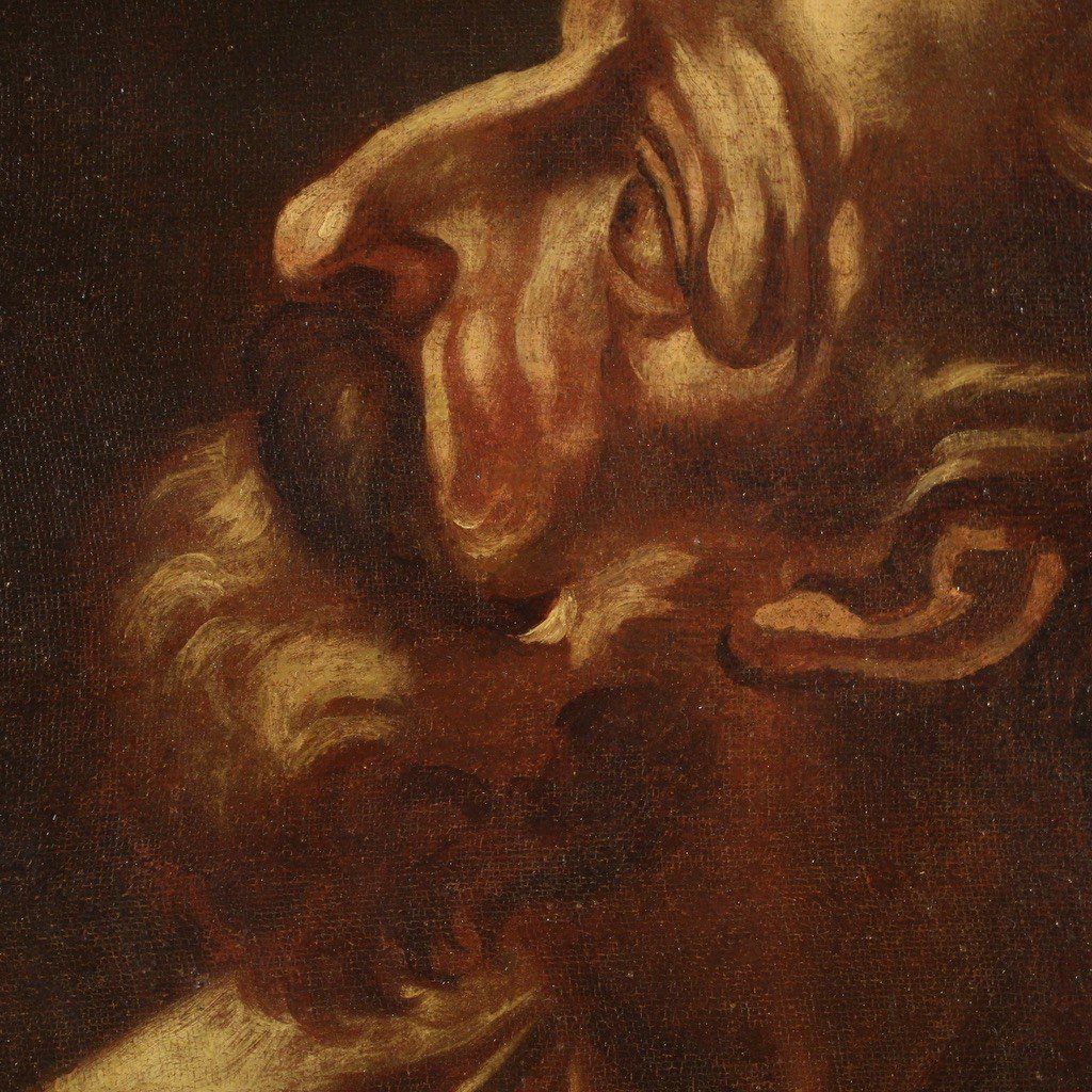 Dipinto religioso olio su tela San Bartolomeo del XVII secolo-photo-4