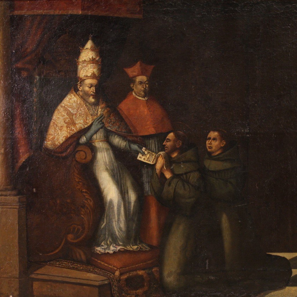 Grande dipinto del XVII secolo, Innocenzo III conferma la Regola francescana-photo-2