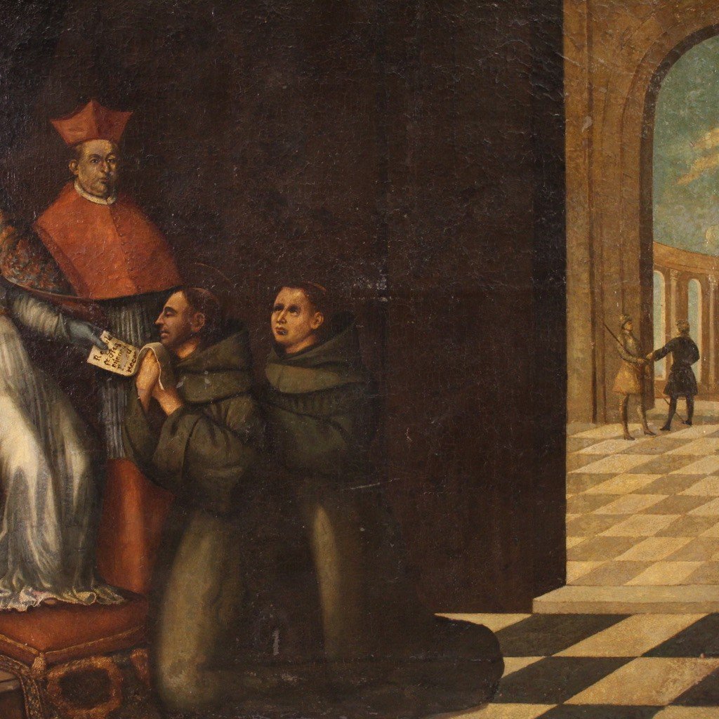 Grande dipinto del XVII secolo, Innocenzo III conferma la Regola francescana-photo-2