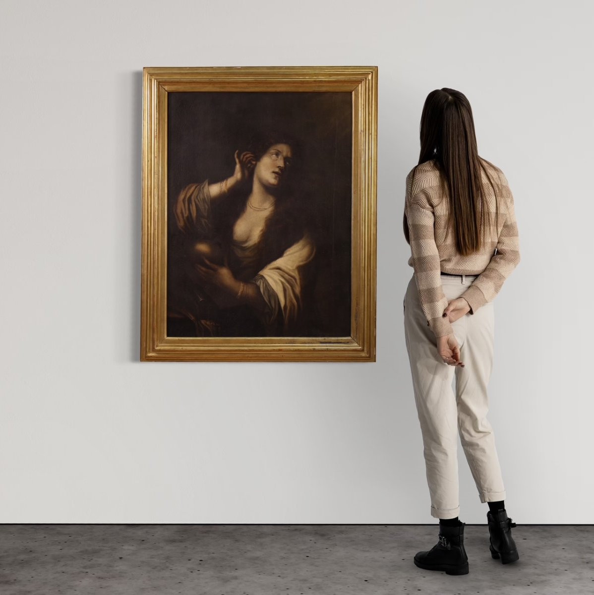 Quadro italiano del XVII secolo, Maddalena che si spoglia delle vanità-photo-3