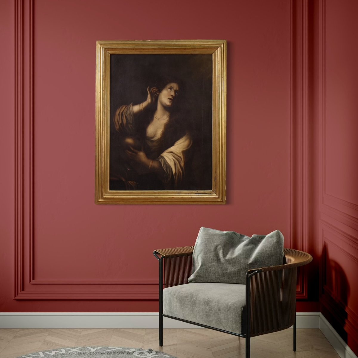 Quadro italiano del XVII secolo, Maddalena che si spoglia delle vanità-photo-4