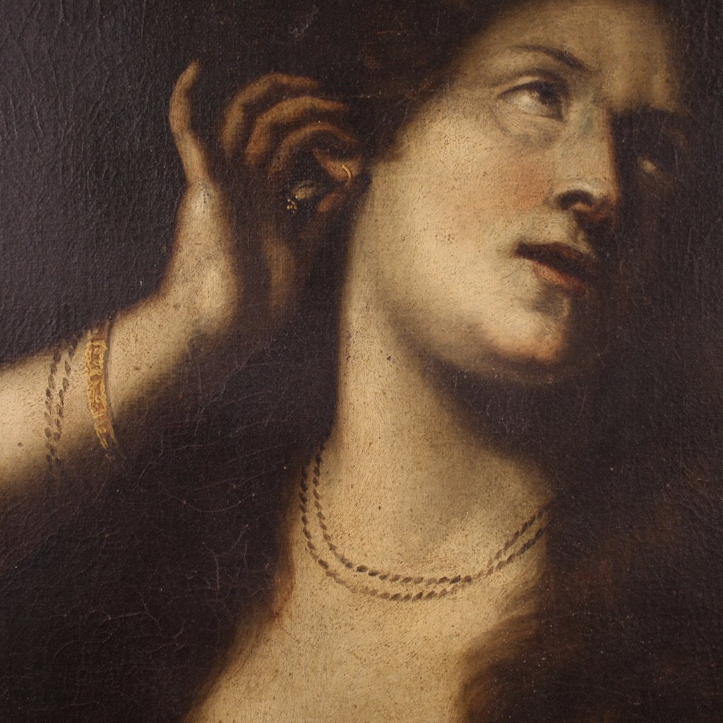 Quadro italiano del XVII secolo, Maddalena che si spoglia delle vanità-photo-7