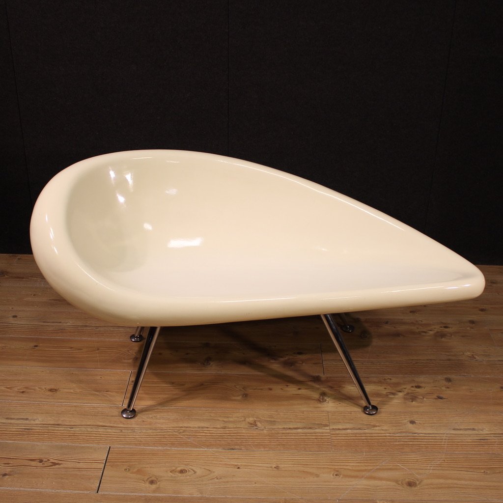 Divano design anni 70' in vetroresina e metallo cromato-photo-2