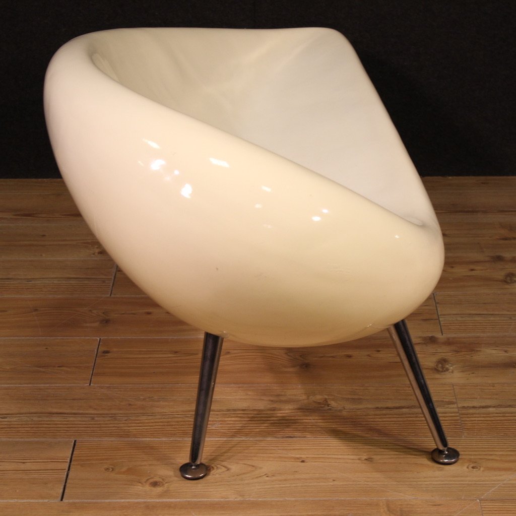 Divano design anni 70' in vetroresina e metallo cromato-photo-2