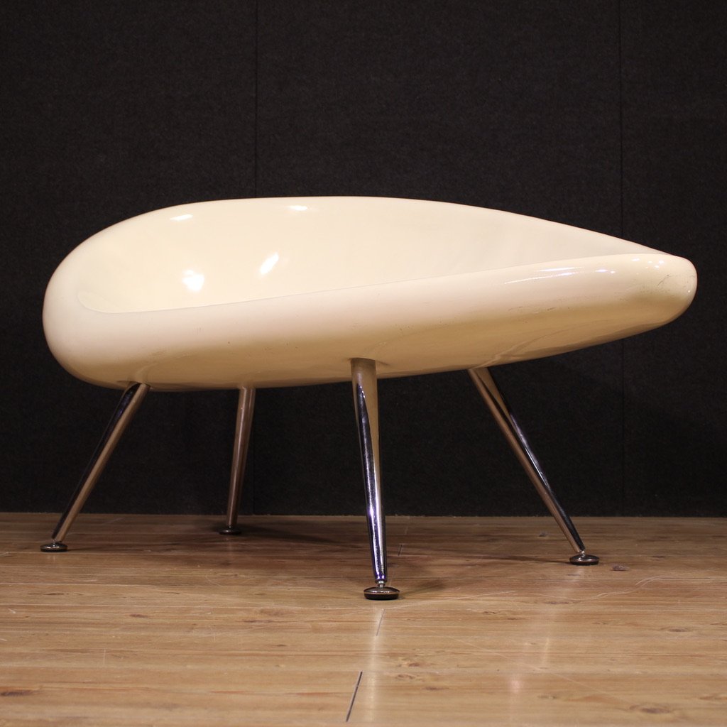 Divano design anni 70' in vetroresina e metallo cromato-photo-6
