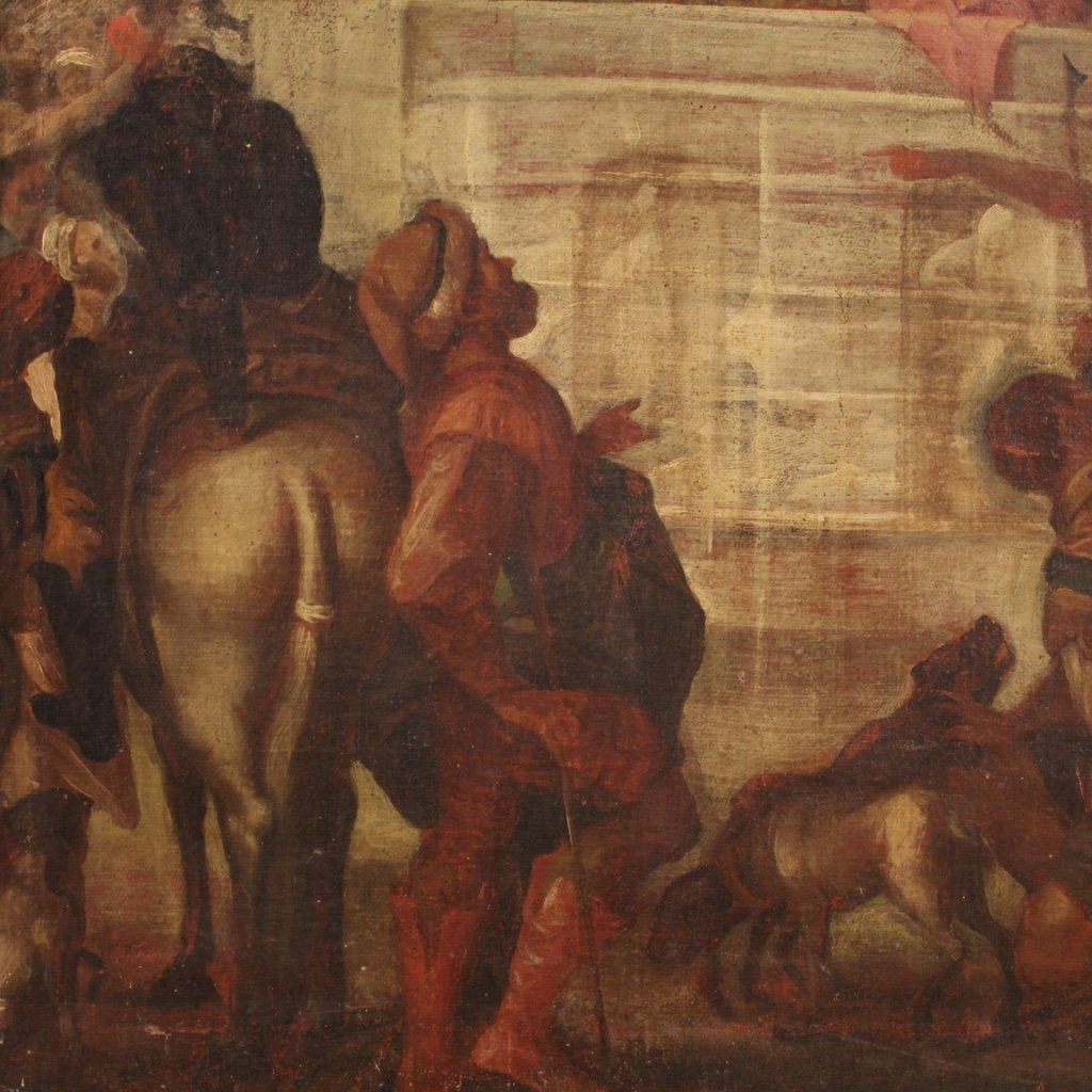 Antico dipinto religioso Gesù e Erode del XVII secolo-photo-4