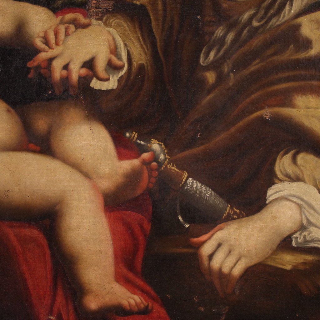 Grande dipinto italiano del XVIII secolo, Matrimonio Mistico di Santa Caterina-photo-1