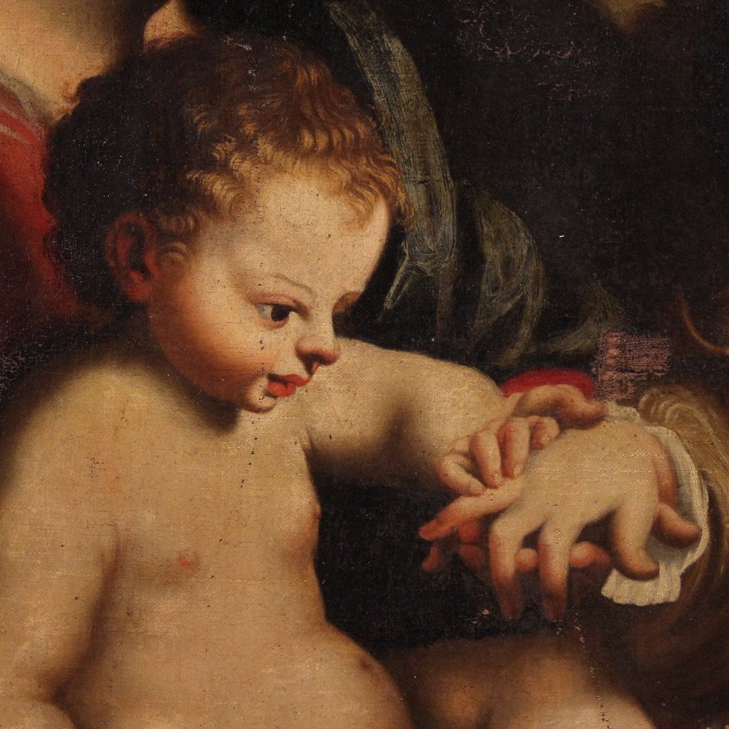 Grande dipinto italiano del XVIII secolo, Matrimonio Mistico di Santa Caterina-photo-4