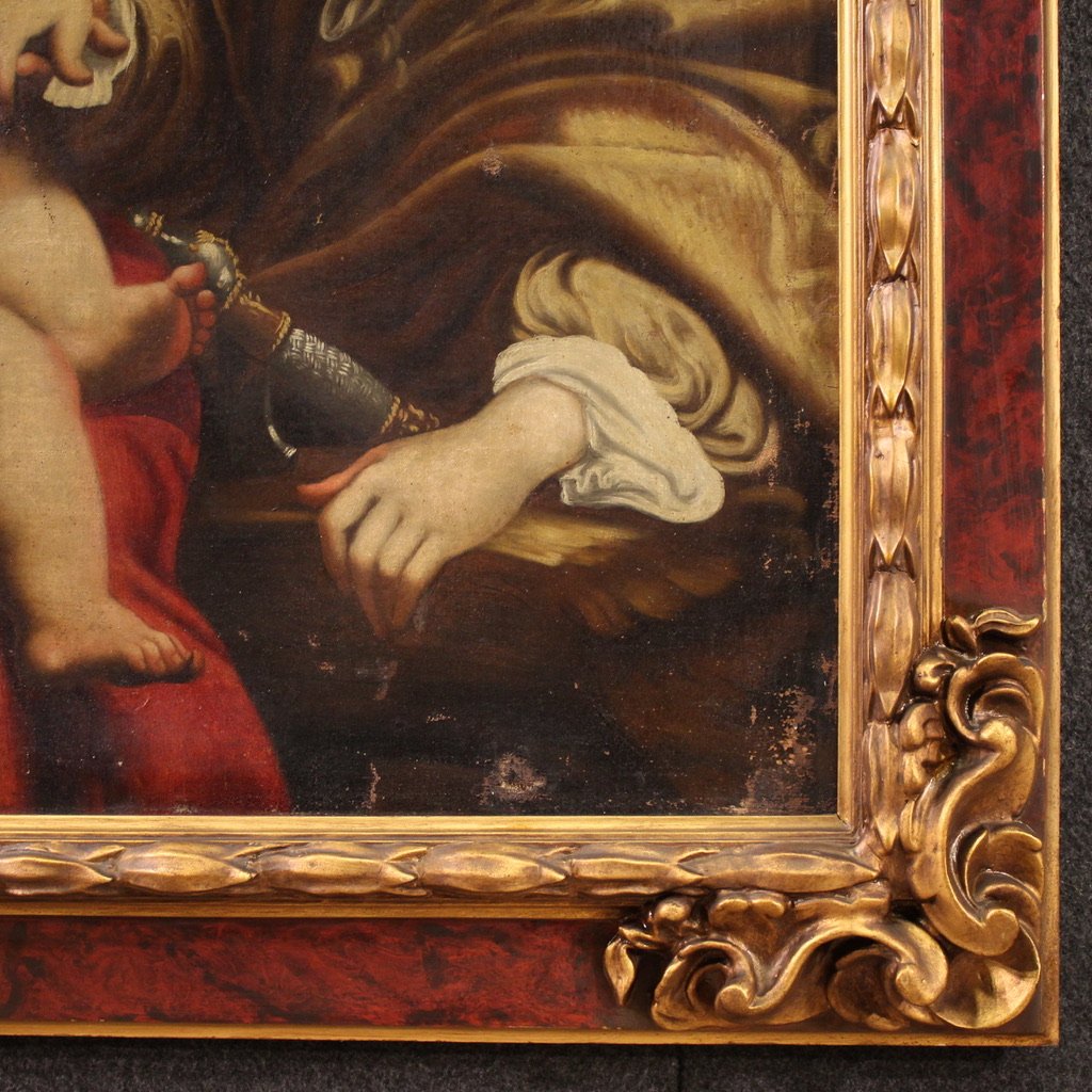 Grande dipinto italiano del XVIII secolo, Matrimonio Mistico di Santa Caterina-photo-6