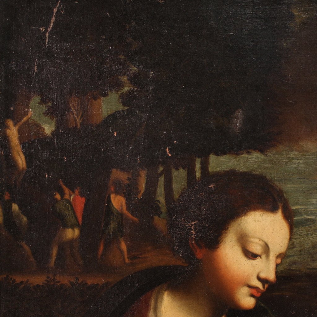Grande dipinto italiano del XVIII secolo, Matrimonio Mistico di Santa Caterina-photo-8