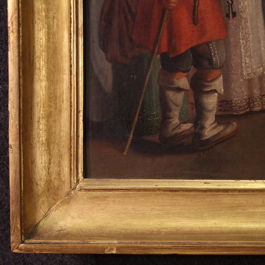 Quadro francese del XIX secolo, scena di genere con matrimonio-photo-6