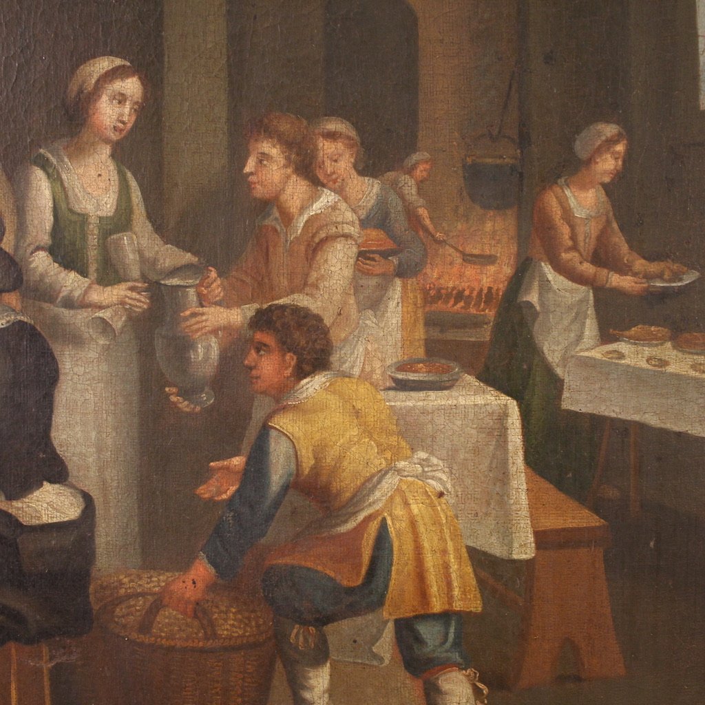 Quadro francese del XIX secolo, scena di genere con matrimonio-photo-8