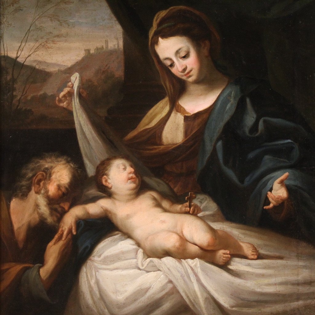 Grande quadro italiano del XVII secolo, Sacra Famiglia-photo-2